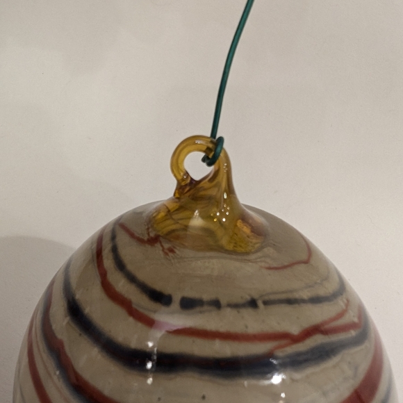 Handmade Blown Glass Orb Ornament Ball Holiday Christmas Earth Tones 3.5" - Picture 6 of 8